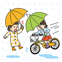 傘差し運転のイラスト